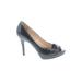 Franco Sarto Heels: Pumps Stilleto Cocktail Party Black Print Shoes - Women's Size 7 1/2 - Peep Toe