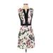 Allegra K Casual Dress: Ivory Floral Dresses - Women's Size X-Small