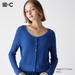 Women's Lace Round Neck Long-Sleeve Short Cardigan | Blue | XS | UNIQLO US