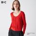 Women's Lace Round Neck Long-Sleeve Short Cardigan | Red | Small | UNIQLO US