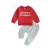 jxxiatang Boys Long Sleeve Letter Print Sweatshirt Solid Color Pants Sets