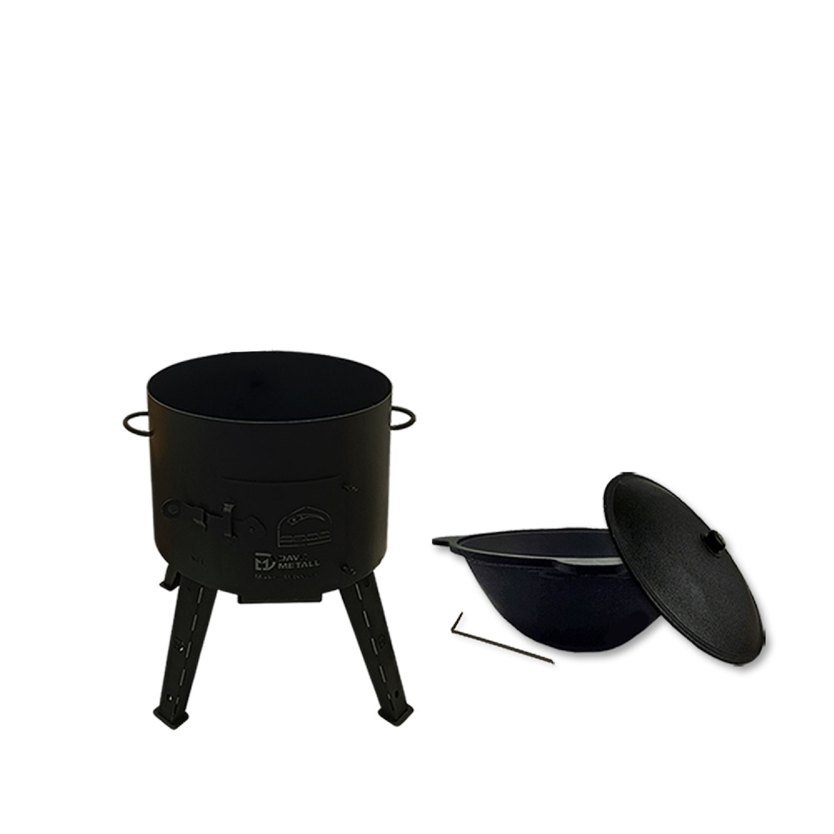 Grillpeter Utschak mit Kazan 12 L Set Kasan aus Gusseisen Schüreisen Image