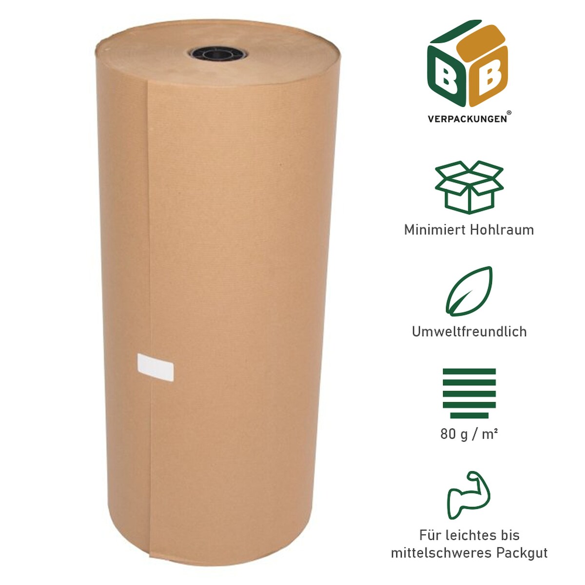 BB-Verpackungen GmbH 4 x Natronmischpapier (1,0 x 250 m) Packpapier braun reißfest Kraftpapier Verpackungsmaterial Polstermaterial BB-Verpackungen Image