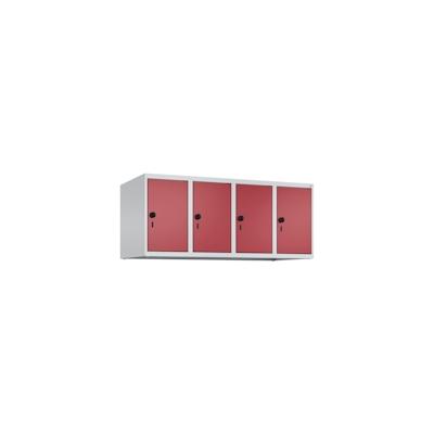 C+P Aufsatzschrank Classic PLUS, 4 Abteile, HxBxT 50x120x50cm, Sicherheitsdrehriegel, Hellgrau/Rubinrot von PROREGAL Image