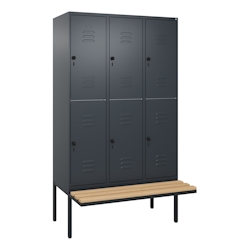 C+P Spind Classic PLUS, Buche schwebende Sitzbank, 6 Abteile, HxBxT 212x120x82cm, Sicherheitsdrehriegel, Anthrazit von PROREGAL Image
