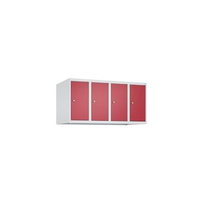 C+P Aufsatzschrank Classic PLUS, 4 Abteile, HxBxT 50x100x50cm, Zylinderschloss, Hellgrau/Rubinrot von PROREGAL Image