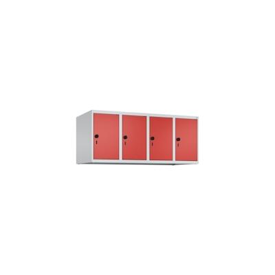 C+P Aufsatzschrank Classic PLUS, 4 Abteile, HxBxT 50x120x50cm, Sicherheitsdrehriegel, Hellgrau/Rot von PROREGAL Image