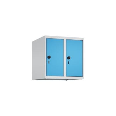 C+P Aufsatzschrank Classic PLUS, 2 Abteile, HxBxT 50x50x50cm, Sicherheitsdrehriegel, Hellgrau/Lichtblau von PROREGAL Image