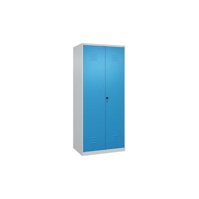 C+P Aufbewahrungs Doppel-Spind Classic PLUS, 2 Abteile je 4 Fachböden, HxBxT 185x80x50cm, Sicherheitsdrehriegel, Hellgrau/Lichtblau von PROREGAL Image