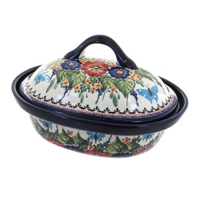 Blue Rose Polish Pottery 1158 Zaklady Roaster with Lid