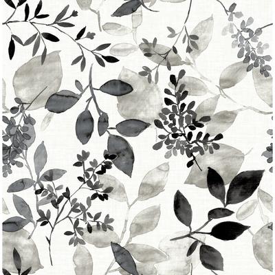 A-Street Prints Gossamer Black Botanical Wallpaper