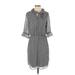 Banana Republic Casual Dress - Shirtdress: Gray Chevron/Herringbone Dresses - Women's Size Small