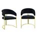 Verie 22 Inch Side Dining Chair Set of 2, Gold Base, Padded Black Velvet