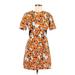 A.L.C. Casual Dress - Mini Crew Neck Short sleeves: Orange Floral Dresses - Women's Size 6