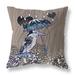 Gray And Black Bird with Umbrella Indoor/Outdoor Throw Pillow