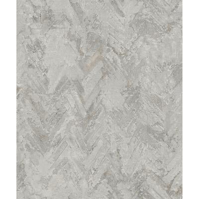 A-Street Prints Amesemi Grey Distressed Herringbone Wallpaper