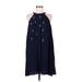 Belle Badgley Mischka Casual Dress - A-Line Crew Neck Sleeveless: Blue Print Dresses - New - Women's Size 8