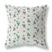 Beige And Teal Songbird Flora Parade Indoor/Outdoor Throw Pillow Zipper