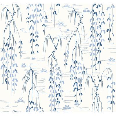 Ronald Redding Willow Branches White & Blue Wallpaper