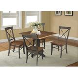 36" Solid Wood Square Dual Drop Leaf Dining Table with 4 Dining Chairs