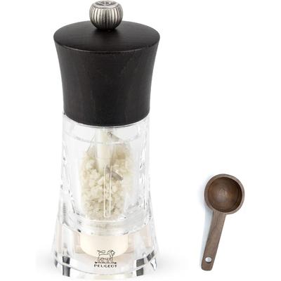 Peugeot - Oleron Manual Mill Wet Sea Salt Mill - Transparent Adjustable Grinder - Acrylic and Beechwood, Chocolate, 5.5 Inches