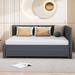 Full Size Upholstered Daybed with Trundle, Linen Fabric