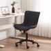 Office Chair Armless Desk Chair w/ Wheels, Swivel Rolling Computer Task Chair, Faux Leather Sewing Chairs, Rocking Vanity Chairs