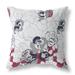 Gray And Red Regal Rose Retreat Indoor/Outdoor Throw Pillow Zipper