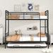 Full XL Over Queen Metal Bunk Bed with Trundle, Guard Rails&Ladder