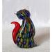 Multi Color With Red Tail Sitting Cat Glass Figurine
