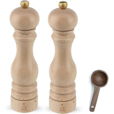 Peugeot Paris u'Select Salt & Pepper Mill, Gift Set, Natural -With Wooden Spice Scoop (9 Inch) - PEPPERCORNS