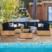 7-Piece Patio Yellow Wicker Sectional Seating Group with Cusions and Side Table