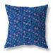 Blue And Pink Songbird Flora Parade Indoor/Outdoor Throw Pillow
