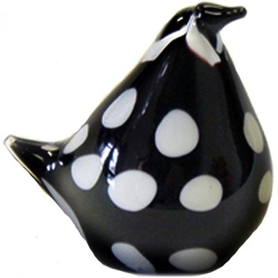 Black With White Dots Glass Rooster Paperweight