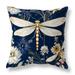 Blue And Gold Dragonfly Drift Indoor/Outdoor Throw Pillow