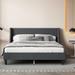 Queen Size Bed Frame Upholstered Bed Frame Platform with Adjustable Headboard Linen Fabric Headboard Wooden Slats Support