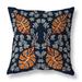 Indigo And Orange Leaf Couture Faux Suede Throw Pillow Zipper