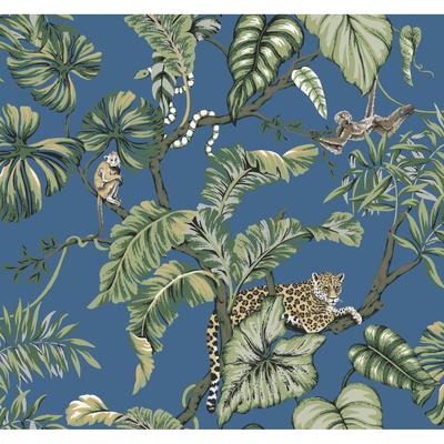 Ronald Redding Jungle Cat Blue Wallpaper