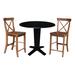 42 in Round Drop Leaf Counter Height Dining Table with Stools in Black/Distressed Oak
