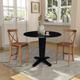 42 in Round Drop Leaf Counter Height Dining Table with Stools in Black/Distressed Oak