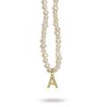 Women's Gold Mono Letter Pearl Necklace A Linya Jewellery