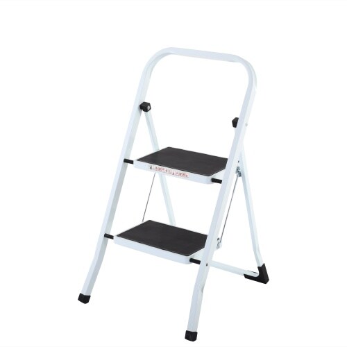 Stahl-Klapptritt-Leiter, 2 Stufen, Stahl in Weiß, kompakt klappbar - 45,5 cm hoch, Universal-Leiter, Helfer für den Alltag, Raburg Step Klein Image