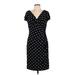 Lauren by Ralph Lauren Casual Dress V Neck Short sleeves: Black Polka Dots Dresses - Women's Size 12