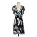 BCBGMAXAZRIA Cocktail Dress - Wrap: Black Tropical Dresses - Women's Size Small