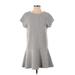 Trafaluc by Zara Casual Dress - DropWaist Crew Neck Short sleeves: Gray Print Dresses - Women's Size Small