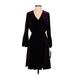 Maggy London Casual Dress V Neck 3/4 sleeves: Purple Solid Dresses - New - Women's Size Small