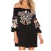 Free People Dresses | Free People Fleur Du Jour Off Shoulder Black Embroidered Dress Tunic Medium | Color: Black | Size: M