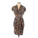 Emily and Fin Casual Dress - Wrap: Brown Baroque Print Dresses - Women's Size Small