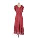 Gap Casual Dress - Midi V Neck Short sleeves: Red Dresses - Women's Size X-Small