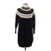 Ann Taylor Casual Dress - Sweater Dress Mock 3/4 sleeves: Black Color Block Dresses - Women's Size X-Small Petite